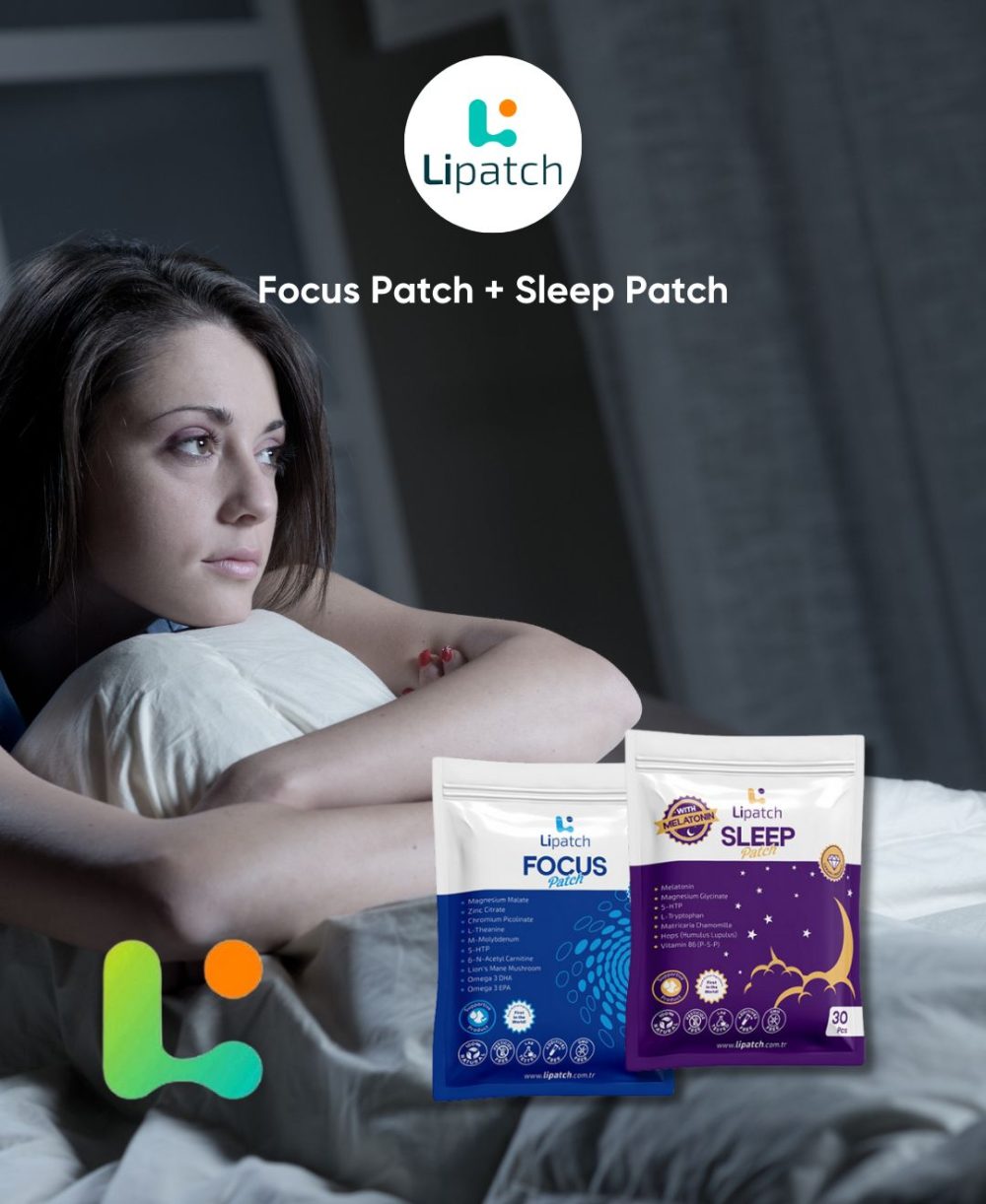 Lipatch 2'li Ekonomik Paket Sleep with Melatonin ve Focus Patch